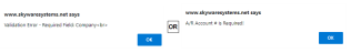 Validation error messages for A/R account conversion